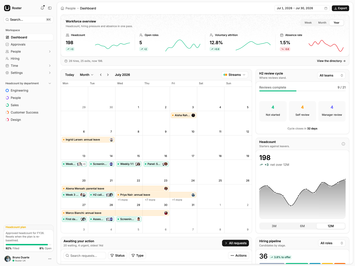 Roster - React HR and People Management Template