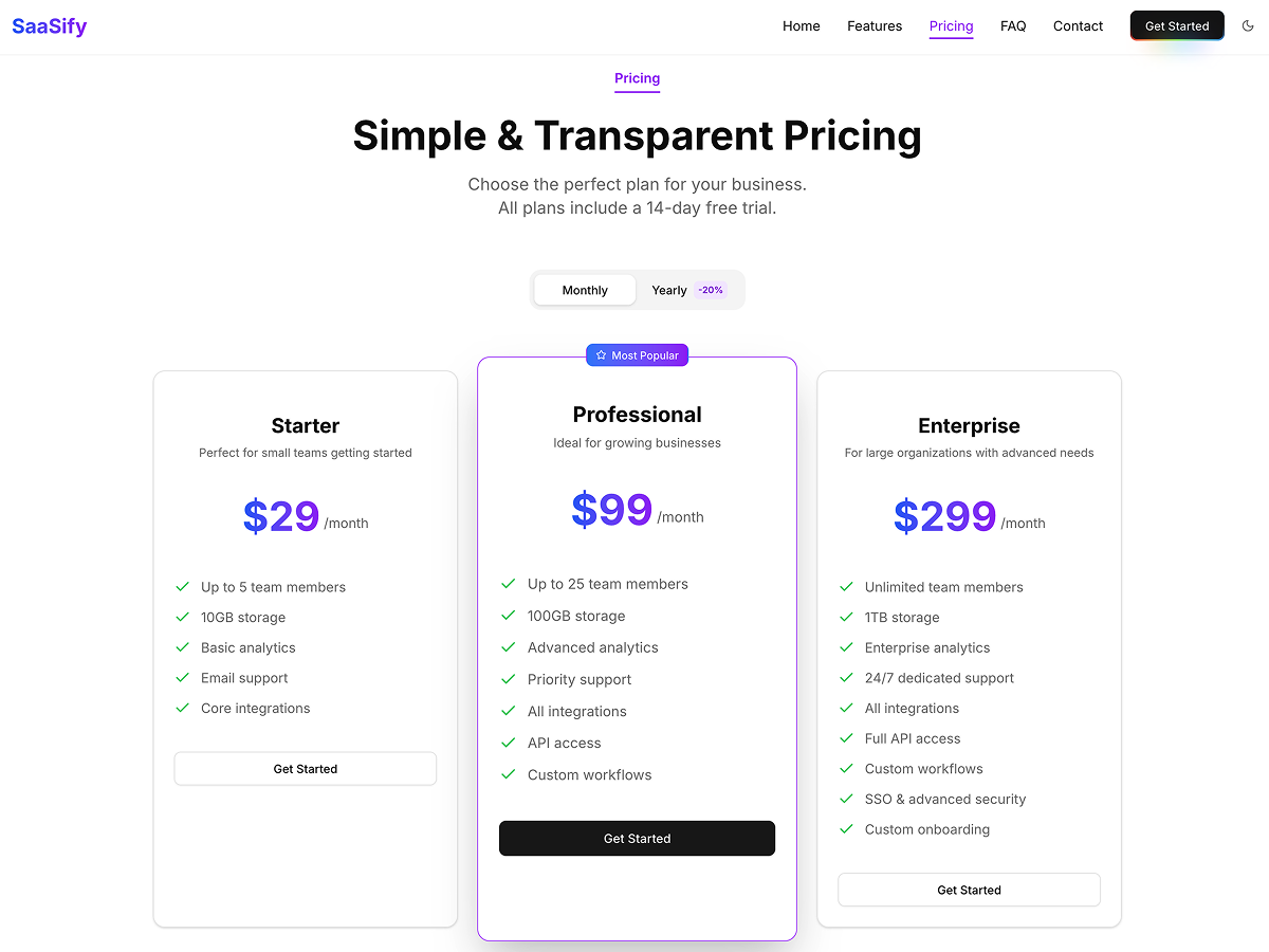 SaaSify - Next.js Landing Template